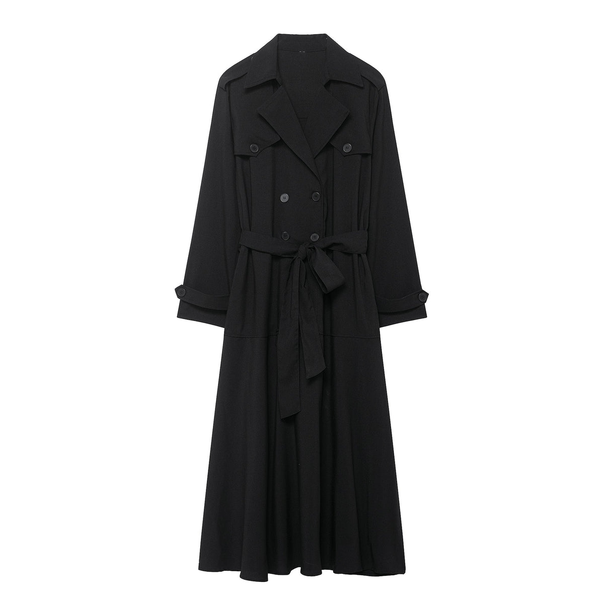 Autumn Winter Women Clothing Waist Controlled Western Trench Coat Dress Women