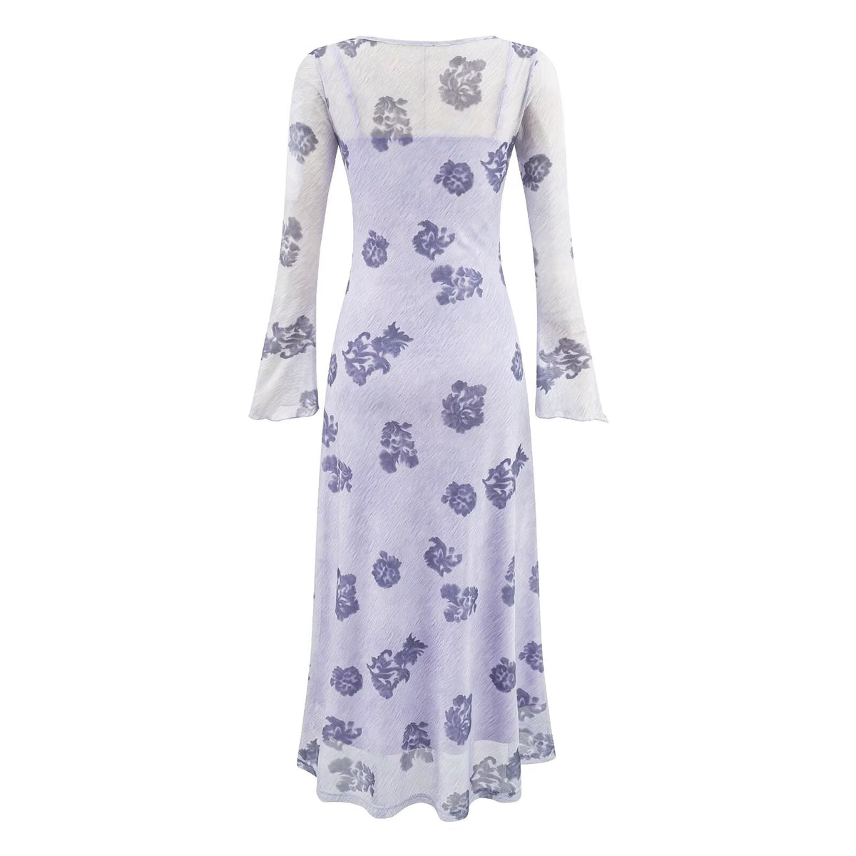 Winter Young Elegant Formal Dress Retro Printed Square Collar Slim Dress