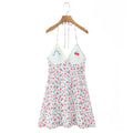 Sexy French Sweet Embroidered Printed V neck Halter Dress Women Summer Seaside Vacation Casual Cami Dress