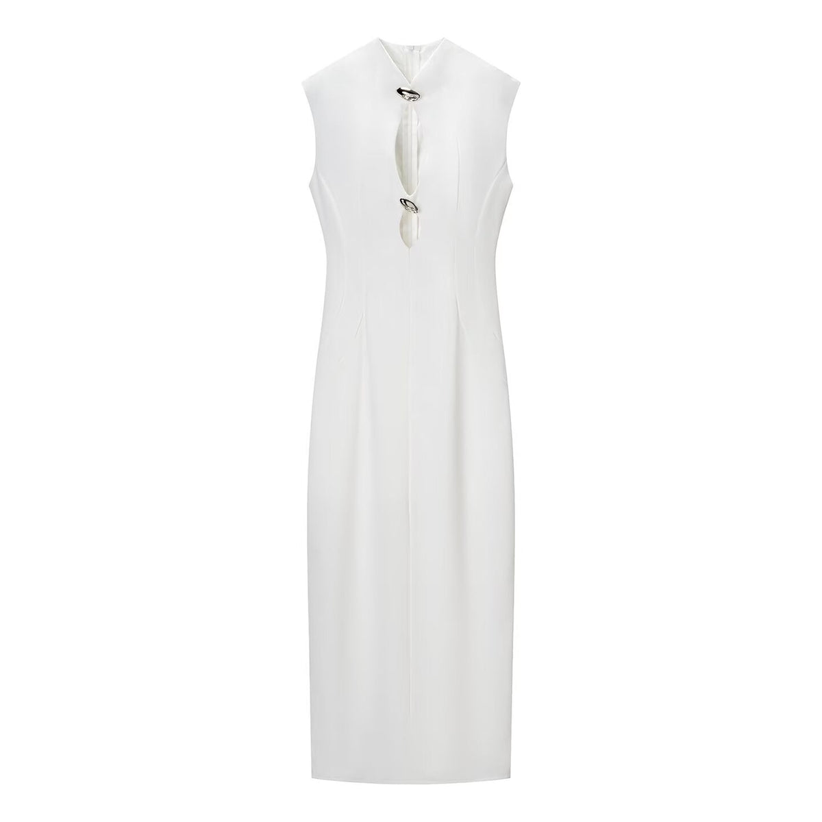 Autumn Winter Sexy Sexy Solid Color Slim Sleeveless Hollow Out Cutout Dress