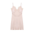 Early Spring Women Clothing Elegant Fashionable Slimming Silk Satin Lace Stitching Cami Dress