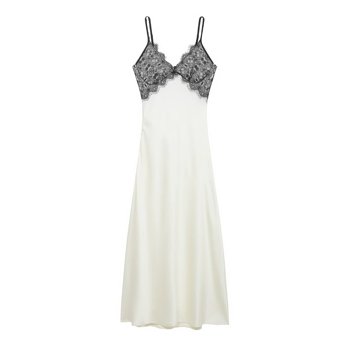 Women Clothing Fashionable V neck Lace Sense Backless Dress Midi Dress