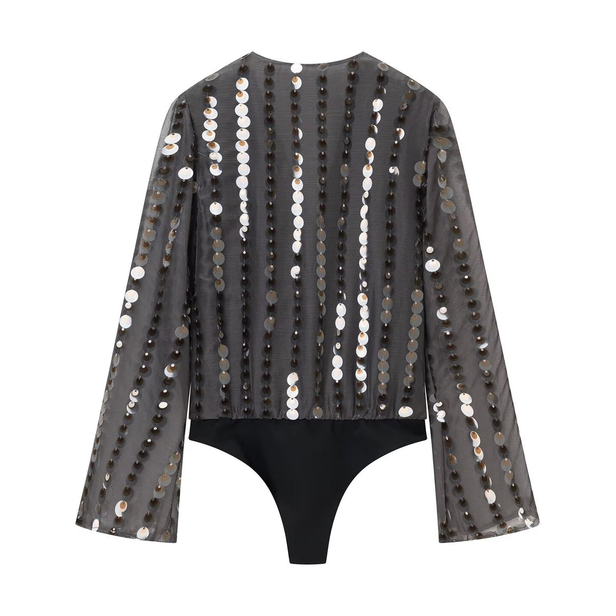 Women Clothing Spring Women Long Sleeve V neck Beads Decoration Jumpsuit
