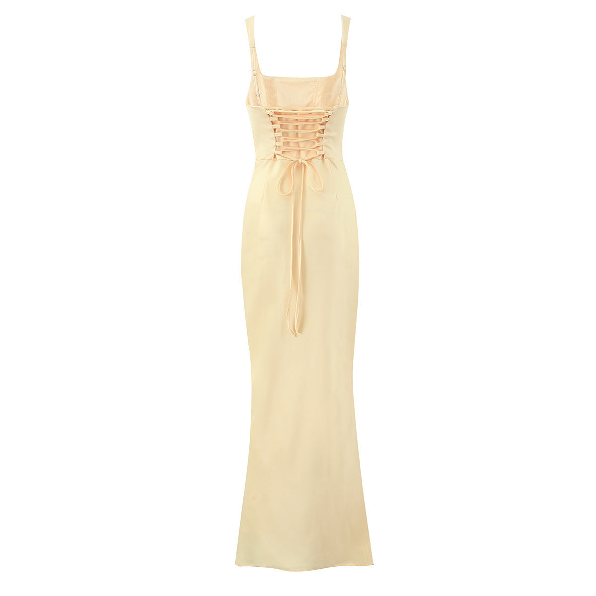 French Socialite Cocktail Boning Corset Fishtail Dress Lace up Waist Controlled Cami Dress