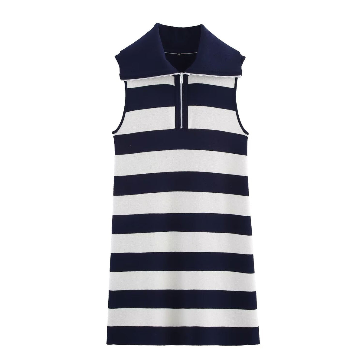 Women Clothing Summer Half Open Zipper Large Collared Dress
