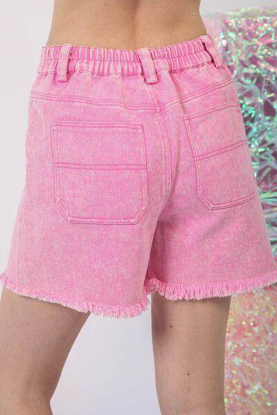 Very J Washed Raw Hem Denim Shorts for Stylish Summer Wear