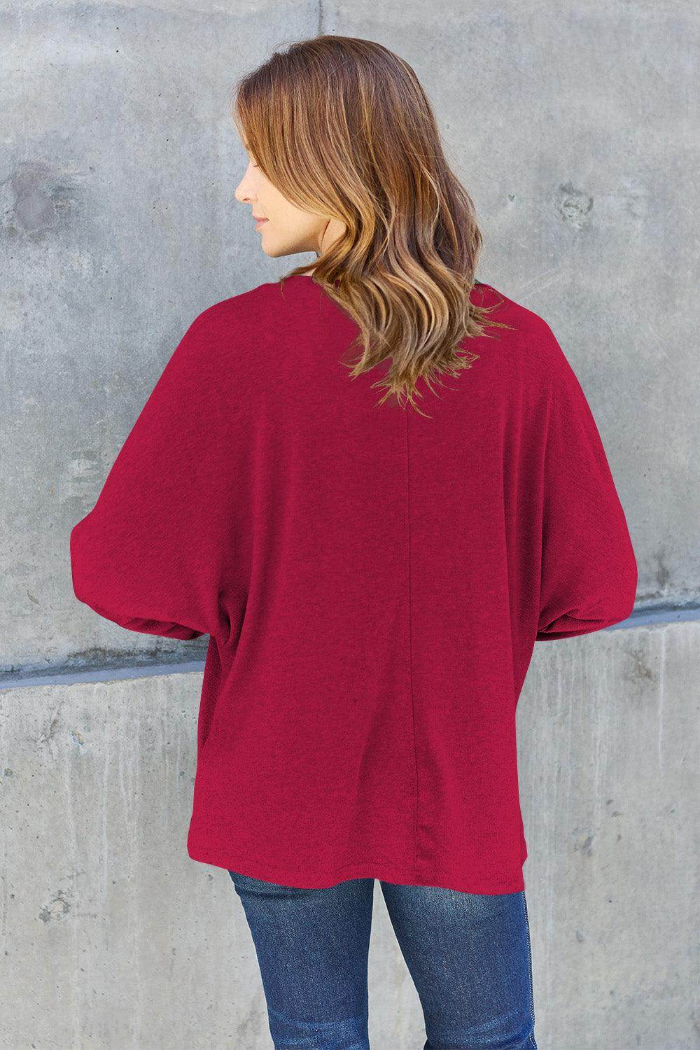 Double Take Full Size Round Neck Long Sleeve T-Shirt for Women