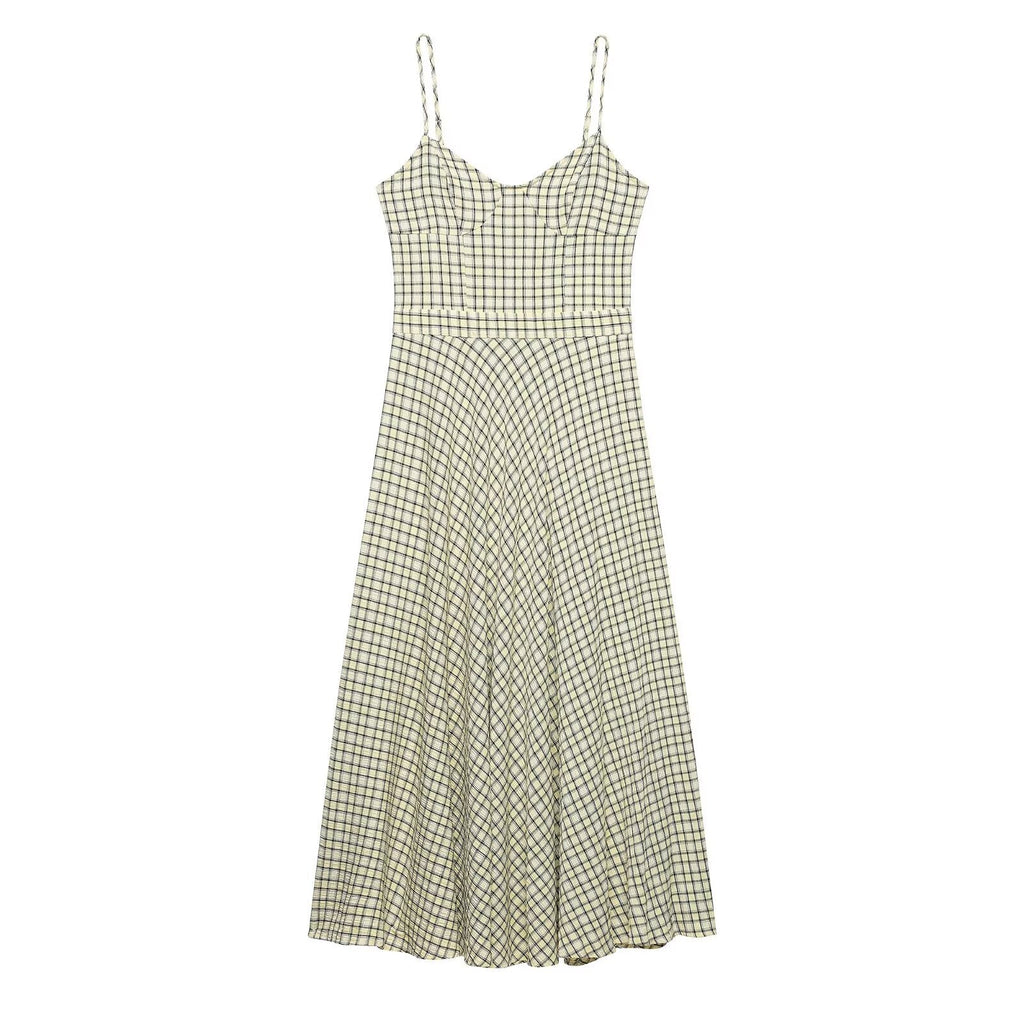 Spring Summer Elegant French Sweet V neck Casual Lattice Strap Midi Dress