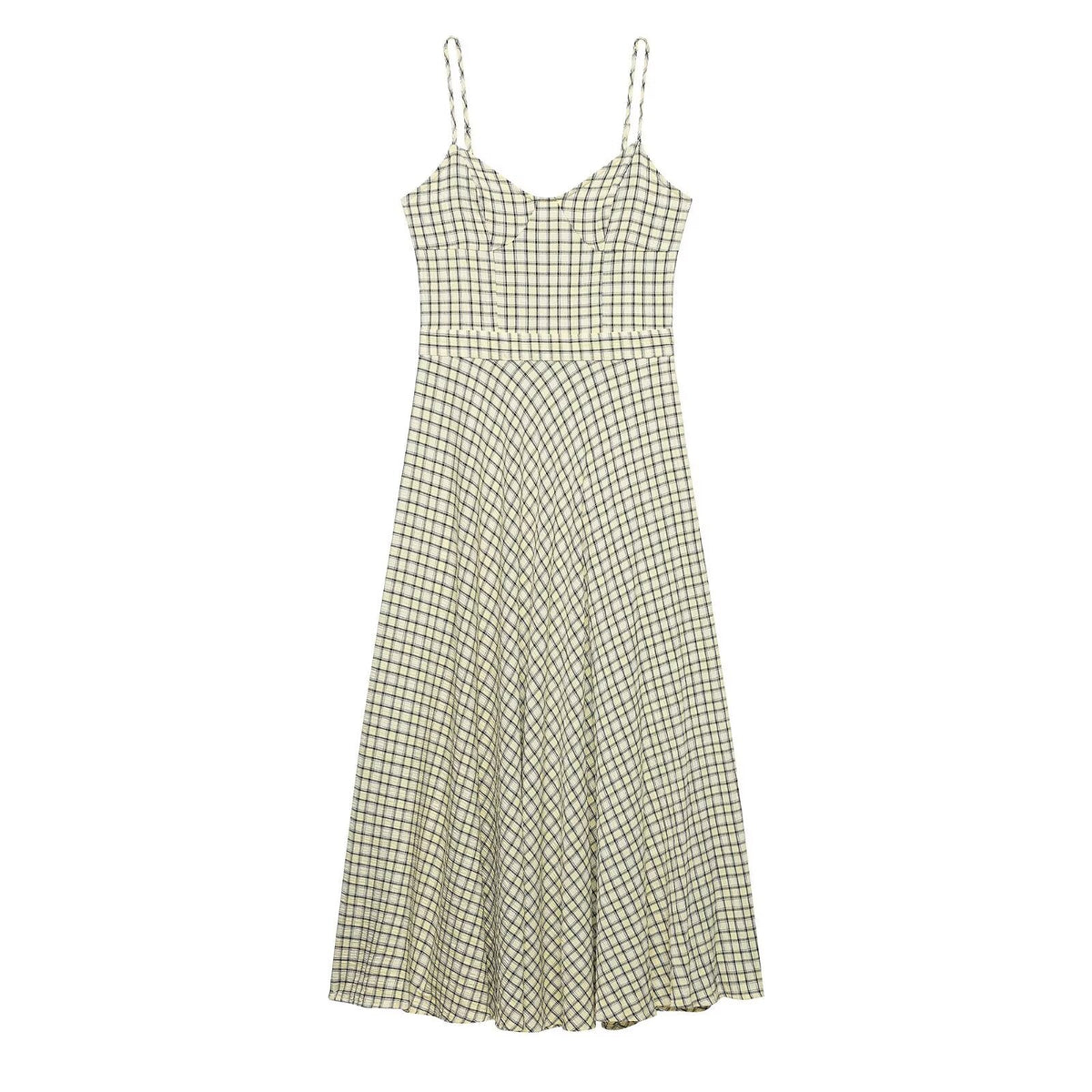 Spring Summer Elegant French Sweet V neck Casual Lattice Strap Midi Dress