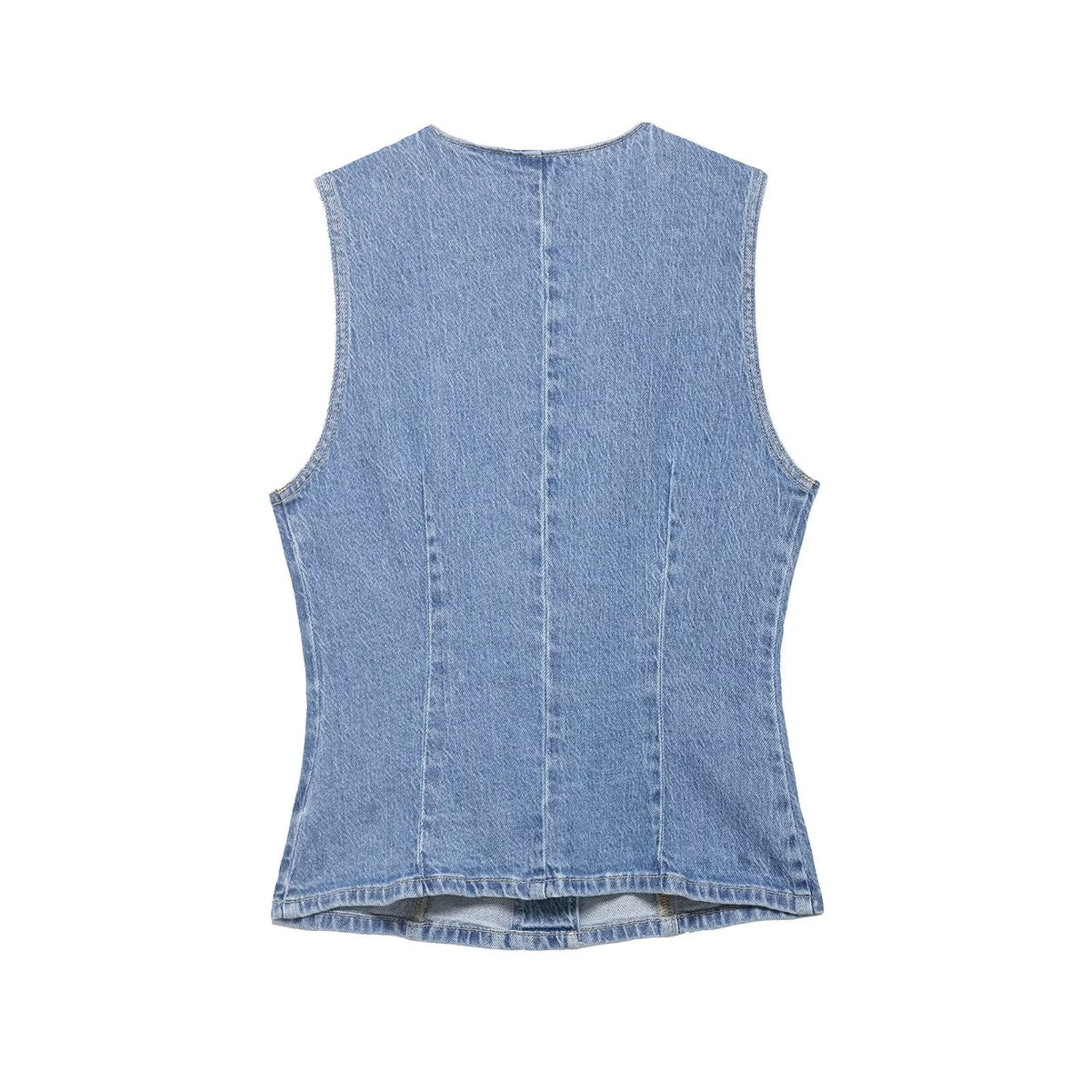 Women Double Breasted Denim Vest