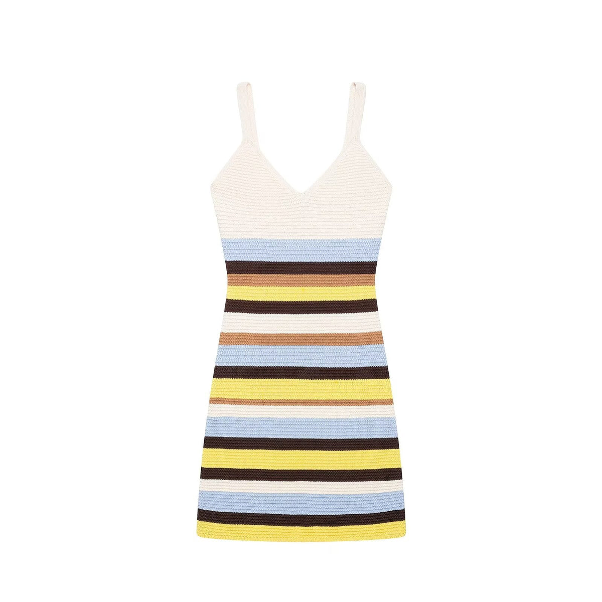 Women Clothing Women Striped Knitted Short Strap Dress