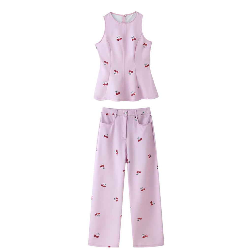 Women Summer Sleeveless Graphic Pants Set