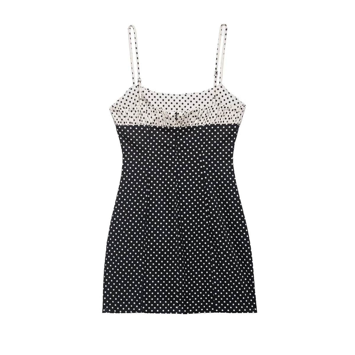 Women Clothing Summer Casual round Neck Polka Dot Stitching Strap Dress Women