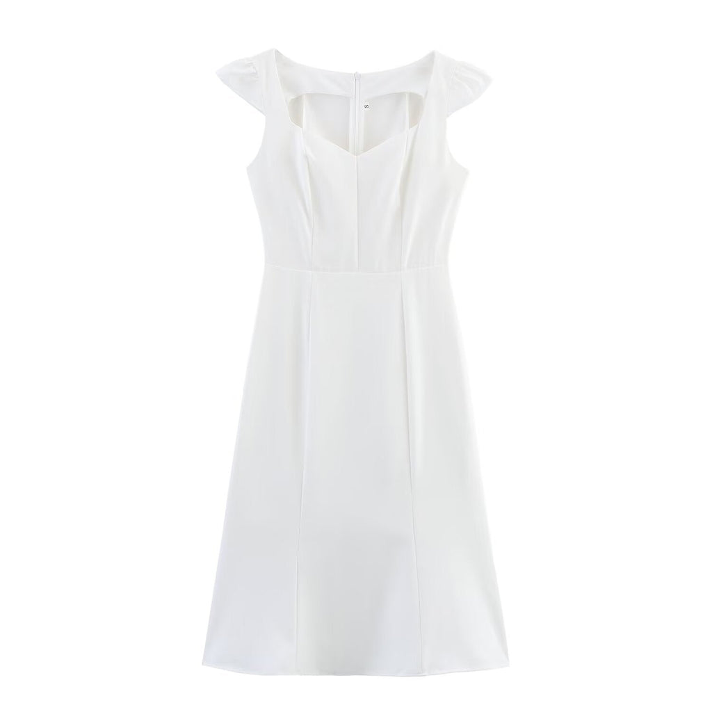 Women Clothing Western Classic Slim White Elegant Dress
