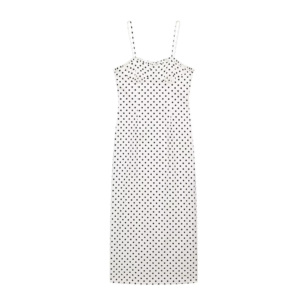 Summer Graceful Fashionable Women Corset Polka Dot Midi Dress