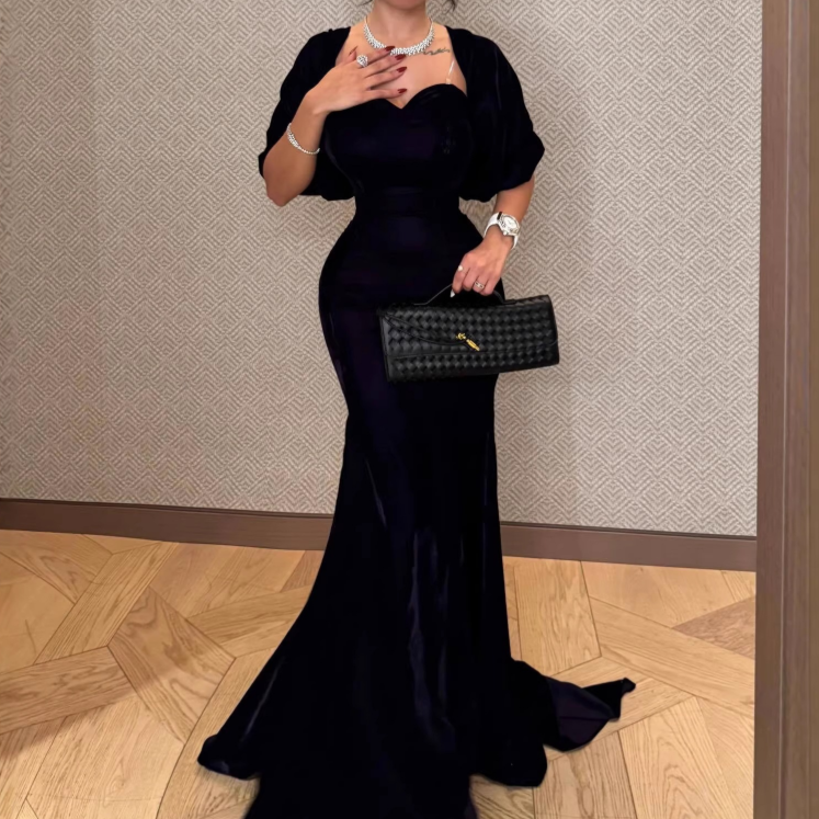 Autumn Winter Women Clothing Velvet Cloak Fishtail Gown
