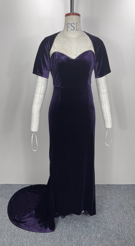 Autumn Winter Women Clothing Velvet Cloak Fishtail Gown