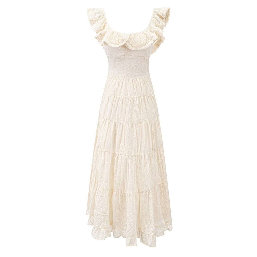 Women Clothing Summer Elegant Dress Vacation Dress French Heavy Industry Tight Waist Strap Dress