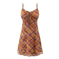Girl Spicy Girl Plaid Strap Dress Women Summer French Sexy Slimming Beam Waist Holiday Short Dress