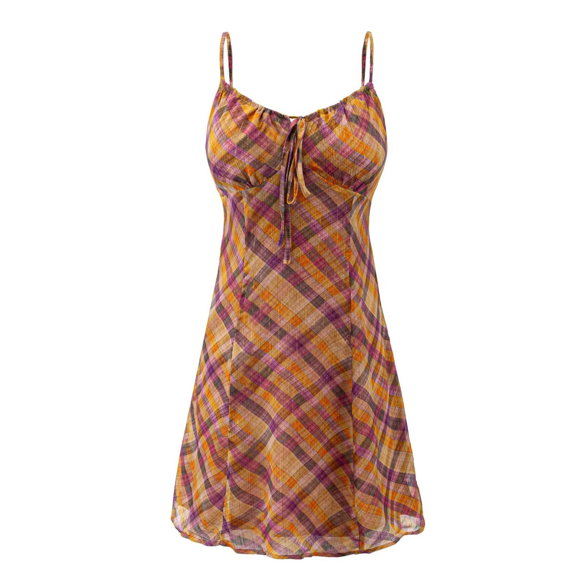 Girl Spicy Girl Plaid Strap Dress Women Summer French Sexy Slimming Beam Waist Holiday Short Dress
