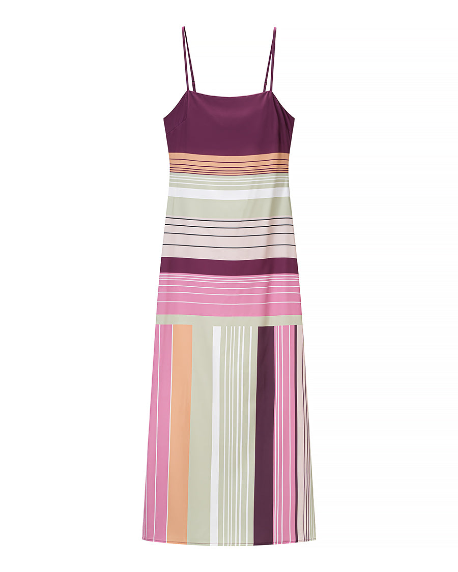 Summer Striped Spaghetti Straps Dress Women Vacation Slim Fit Maxi Dress Slimming Fashionable Trend