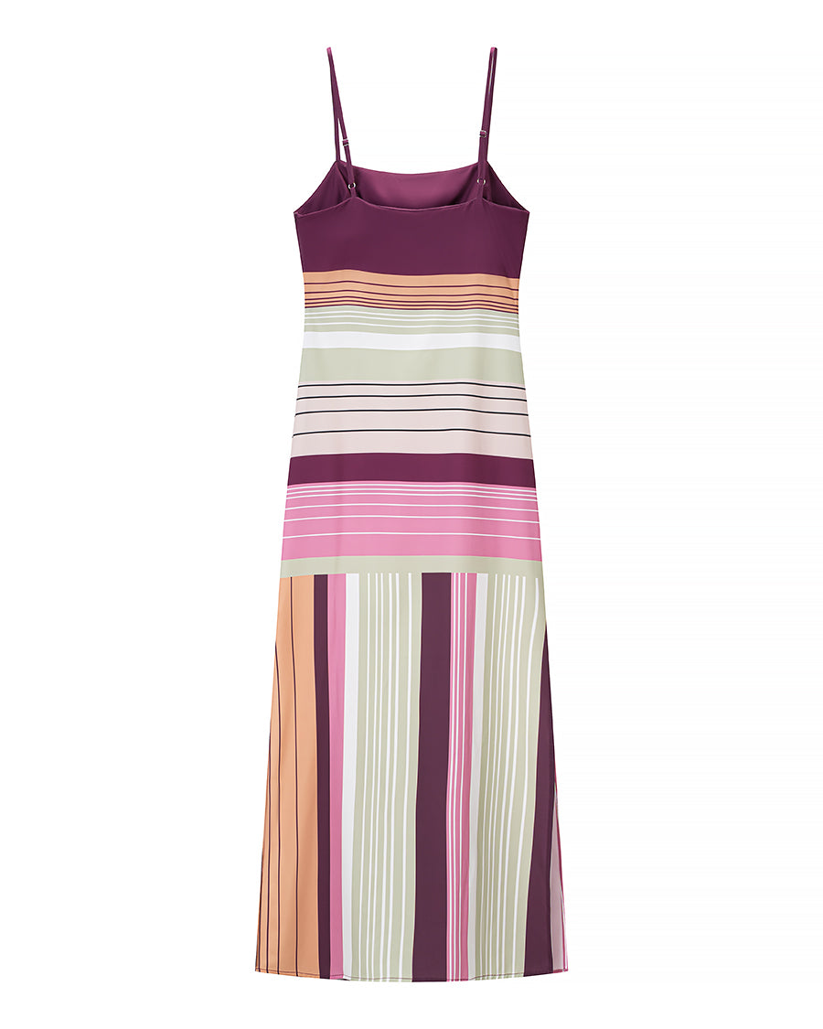 Summer Striped Spaghetti Straps Dress Women Vacation Slim Fit Maxi Dress Slimming Fashionable Trend