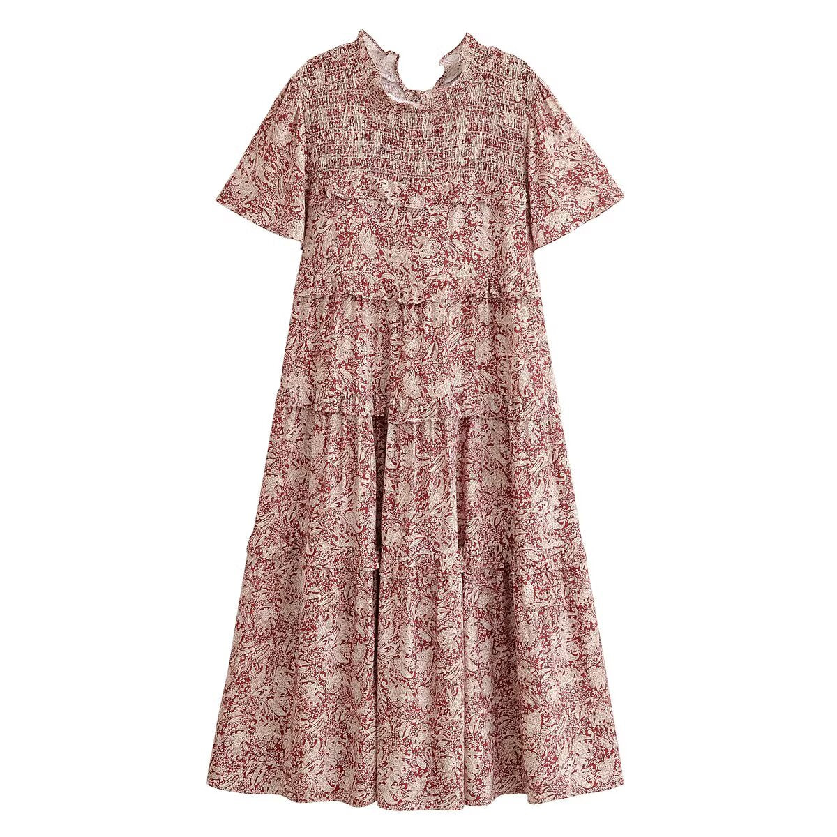 Spring Women Rayon Printed Cake Bohemian Casual Dress