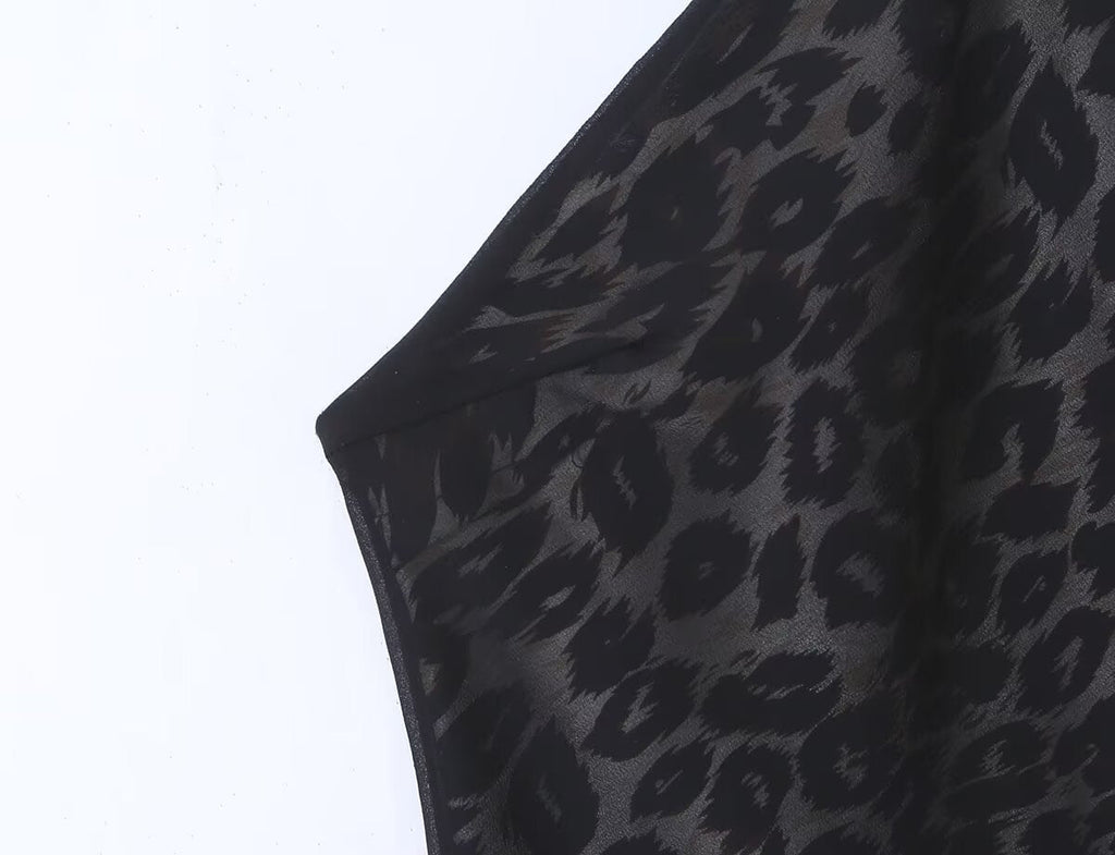 Vintage Leopard Print Halter Spaghetti Straps Dress Women Sexy Big Backless Slim Fit Seaside Holiday Midi Dress