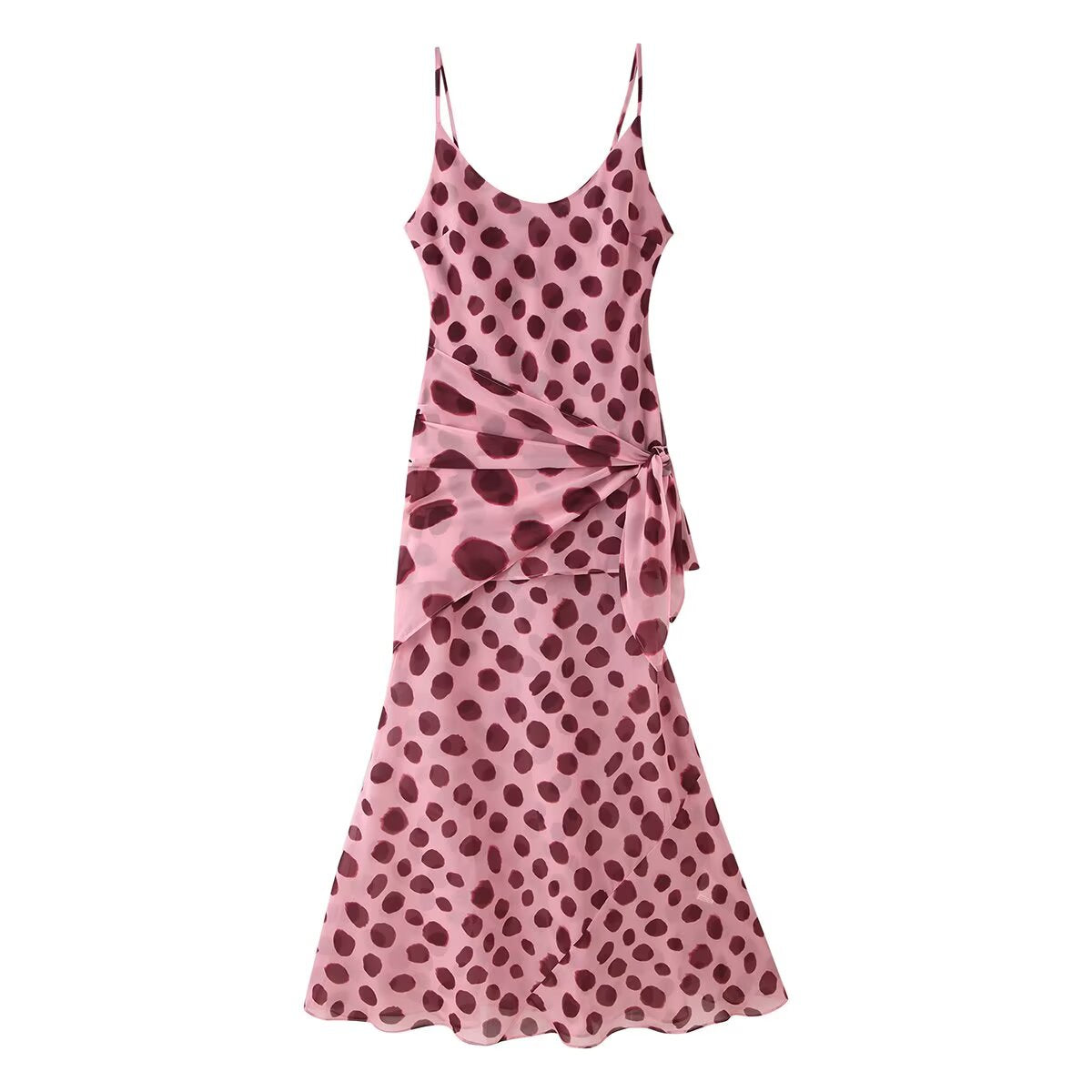 Women Clothing Summer Detachable Triangular Binder Animal Pattern Split Sheath Dress