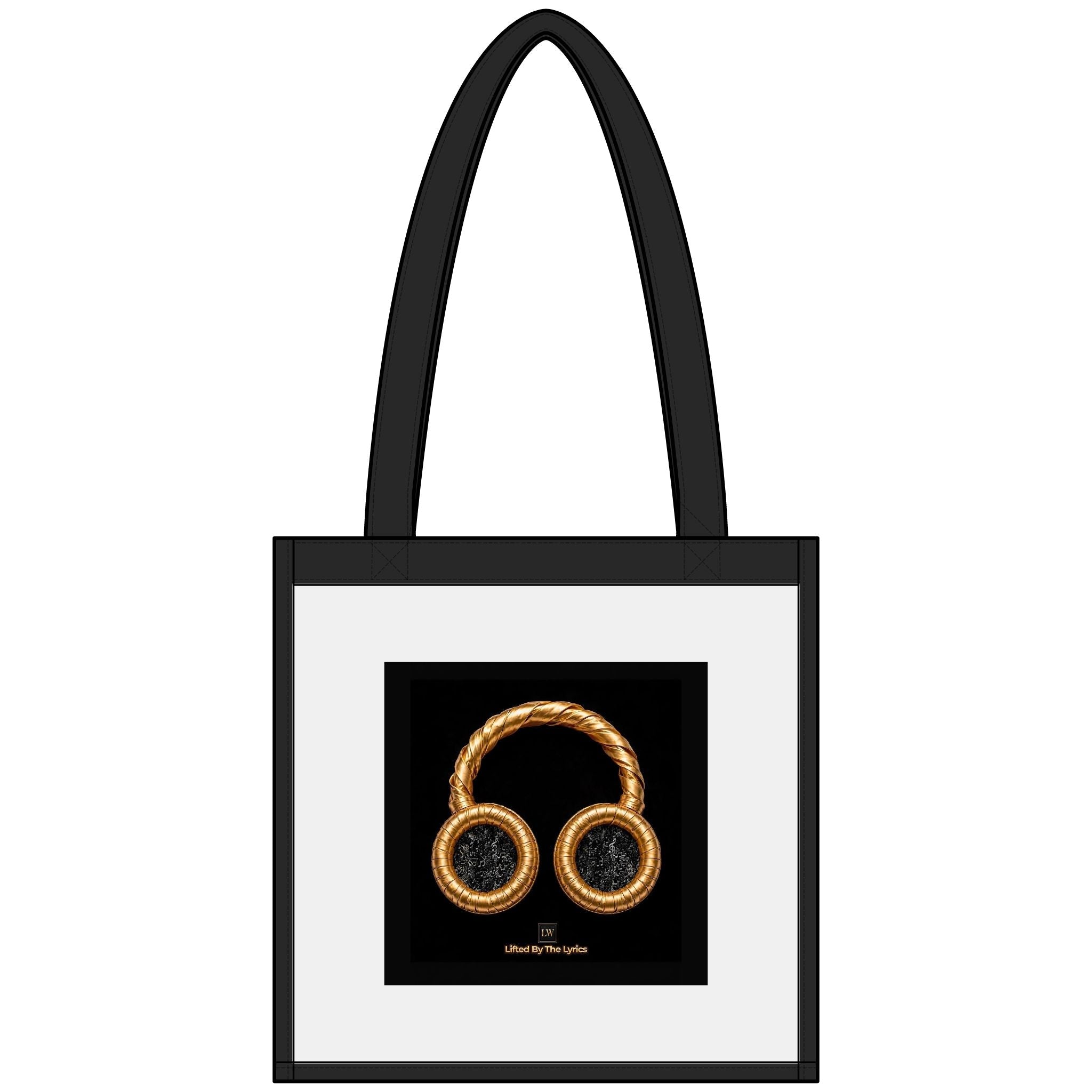 Gold Headphones Clear Stadium Tote — Transparent Game Day Bag