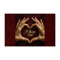 I Love Me Washable Rug — Golden Hands Heart Accent Rug, Plush Machine-Washable Area Mat