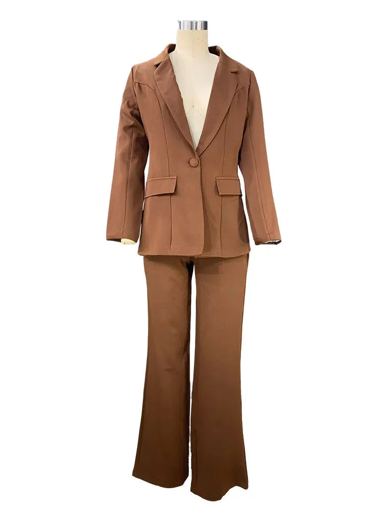 Women's Professional Blazer & Trousers Suit Set – Long Sleeve, Full Length