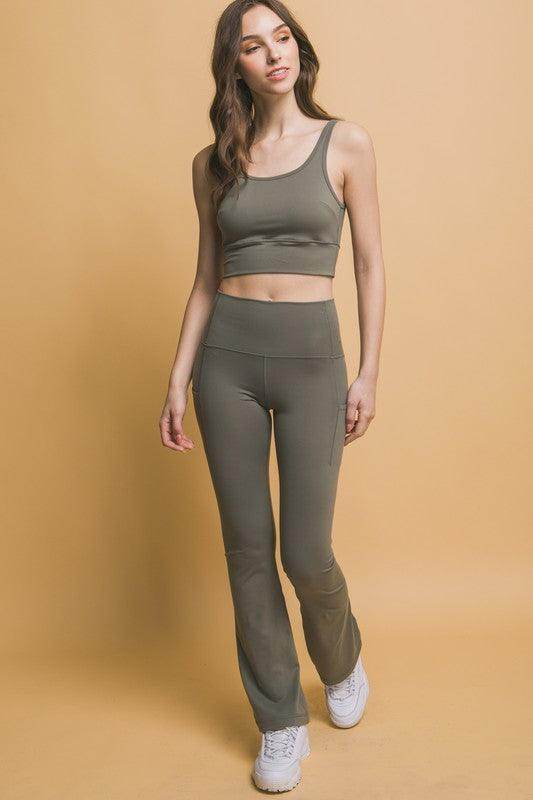 Love Tree High Waist Flare Active Leggings with Pockets