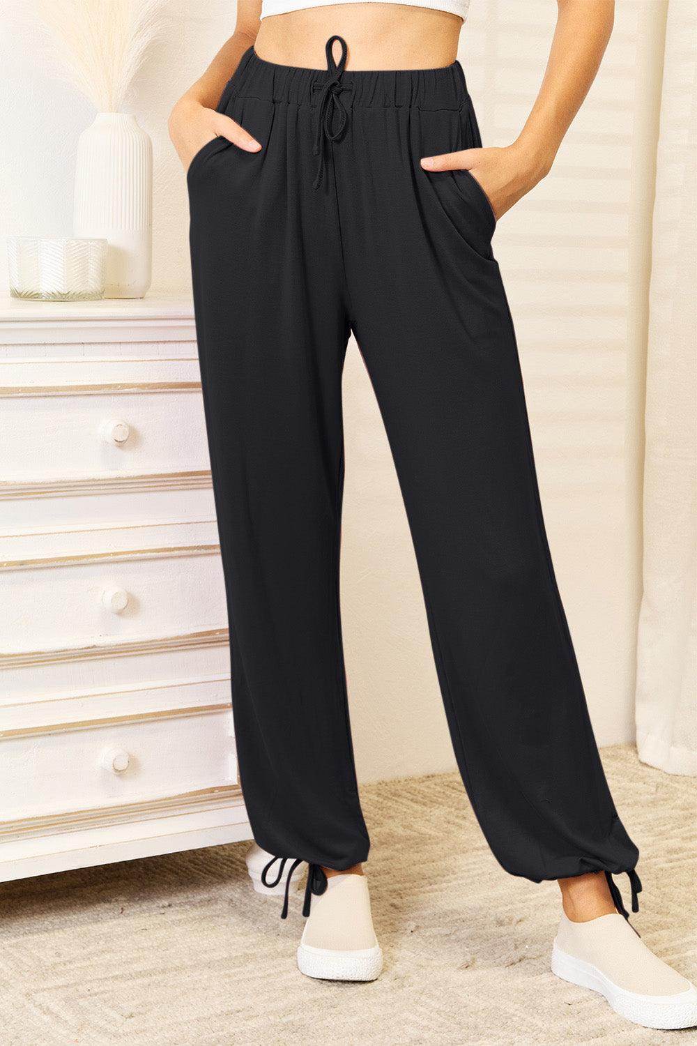 Basic Bae Full Size Soft Rayon Drawstring Pants with Pockets