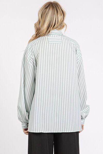 Mittoshop Button Down Striped Long Sleeve Shirt for Women