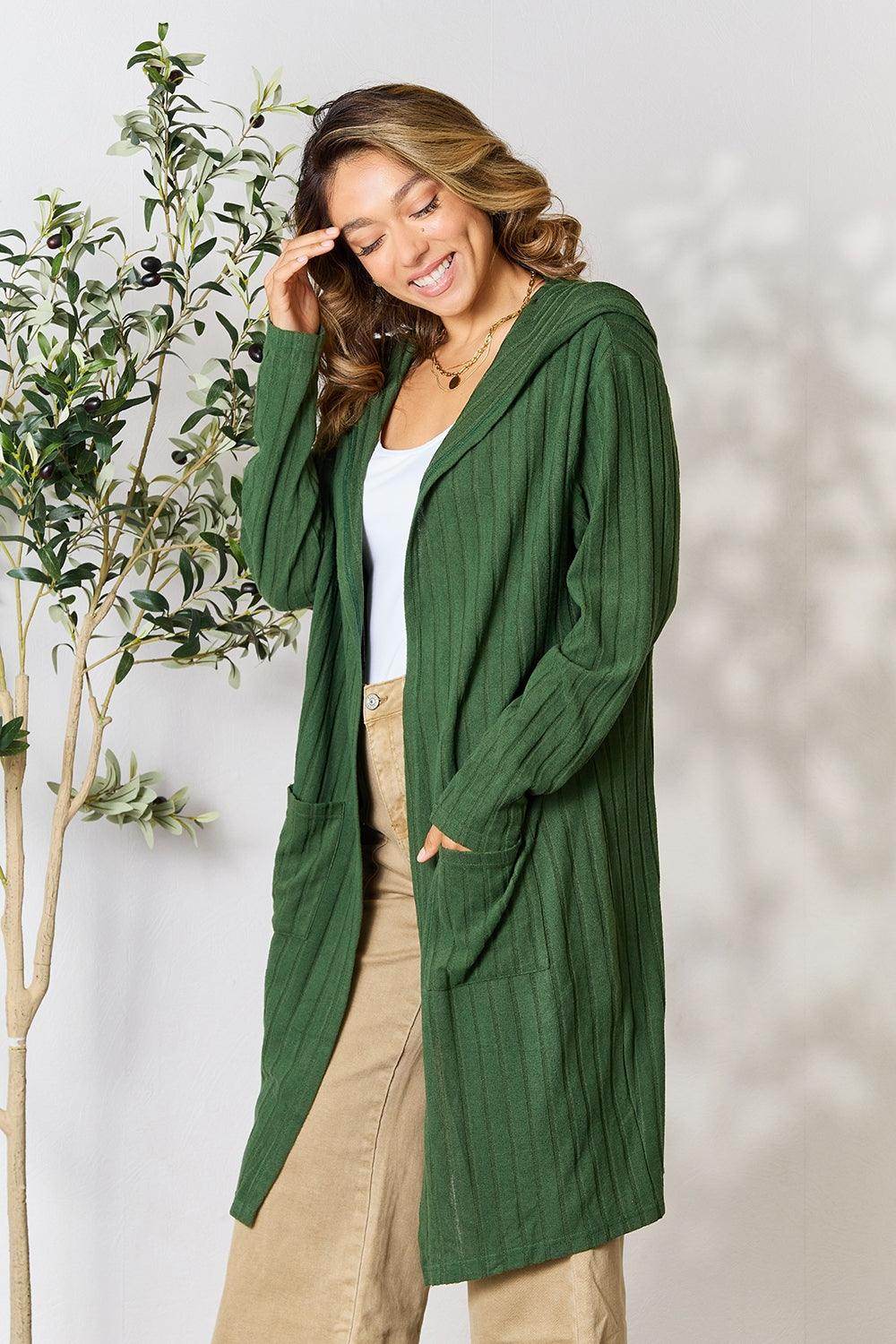 Basic Bae Full Size Hooded Sweater Cardigan for Women