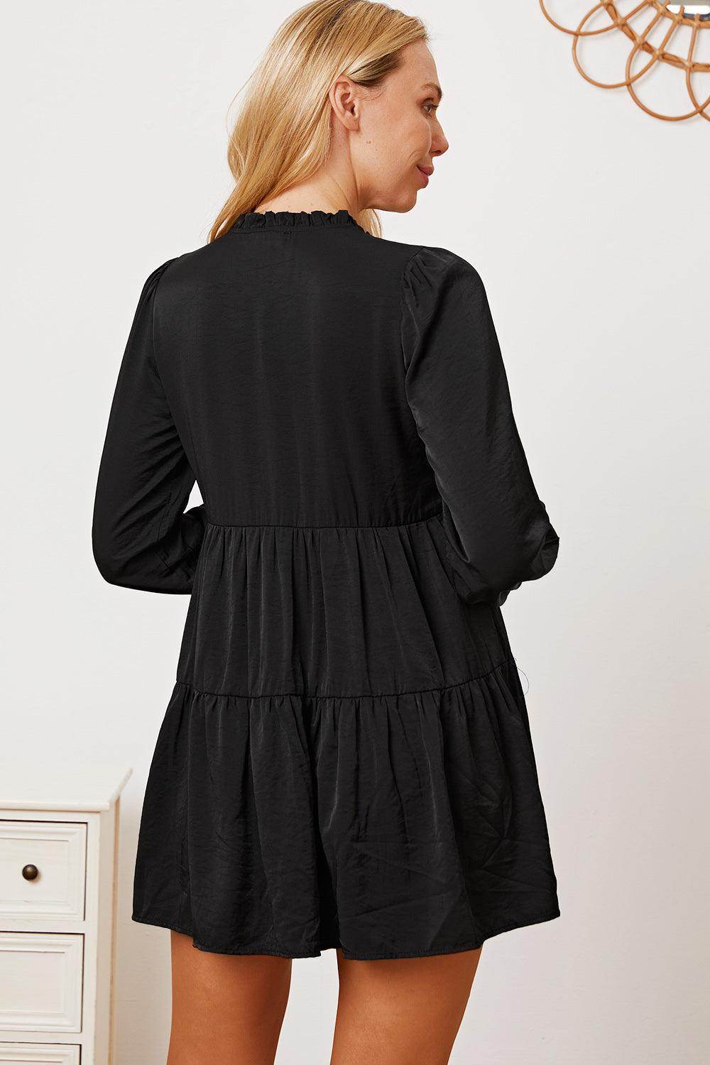 Ruffled Button Up Long Sleeve Tiered Shirt for Women
