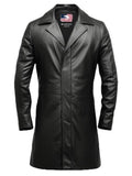 Men’s Dark Brown Leather Hooded Coat