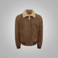 Men’s B3 Brown Sheepskin Flying Aviator Shearling Bomber Leather Flying Jacket