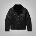 New Mens Black B3 Shearling Real Sheepskin Leather Trucker Flying Jacket