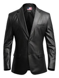 Men Black Leather Blazer