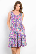 Be Stage Full Size Print Wrinkle Free Ruffled Dress Style
