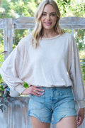 Hailey & Co Rib and Two Tone Knit Mixed Top for Women
