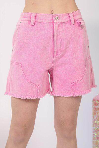 Very J Washed Raw Hem Denim Shorts for Stylish Summer Wear