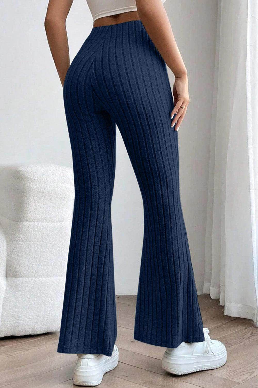 Basic Bae Full Size Ribbed High Waist Flare Pants for Women
