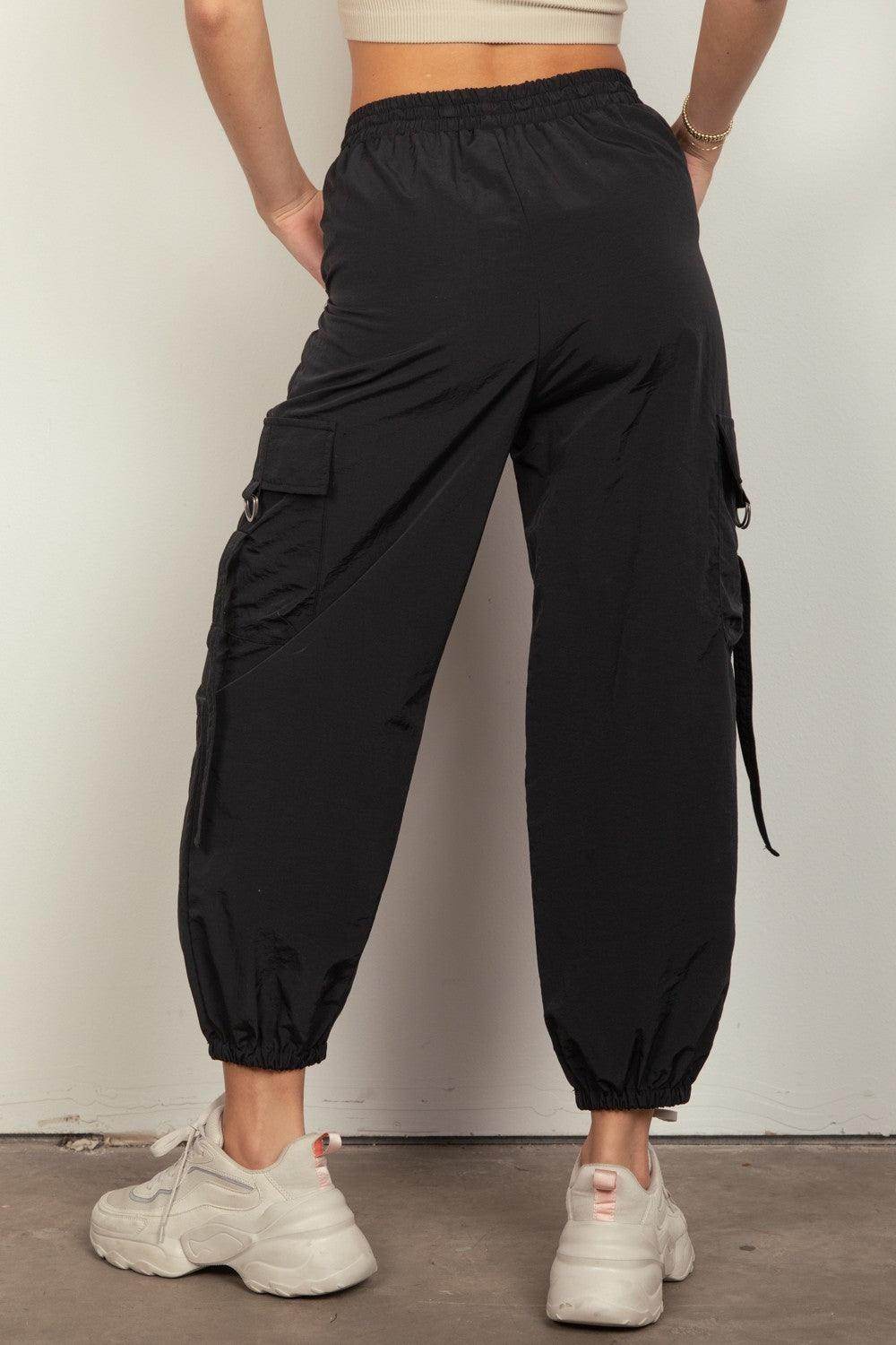 Very J Elastic Waist Woven Cargo Pants for Trendy Style