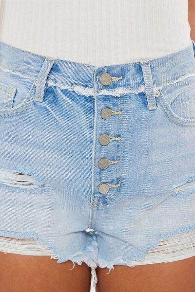 Kancan Distressed Button Fly Denim Shorts for Women