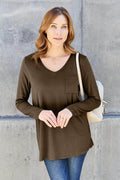 Basic Bae Full Size V-Neck Long Sleeve Top for Women