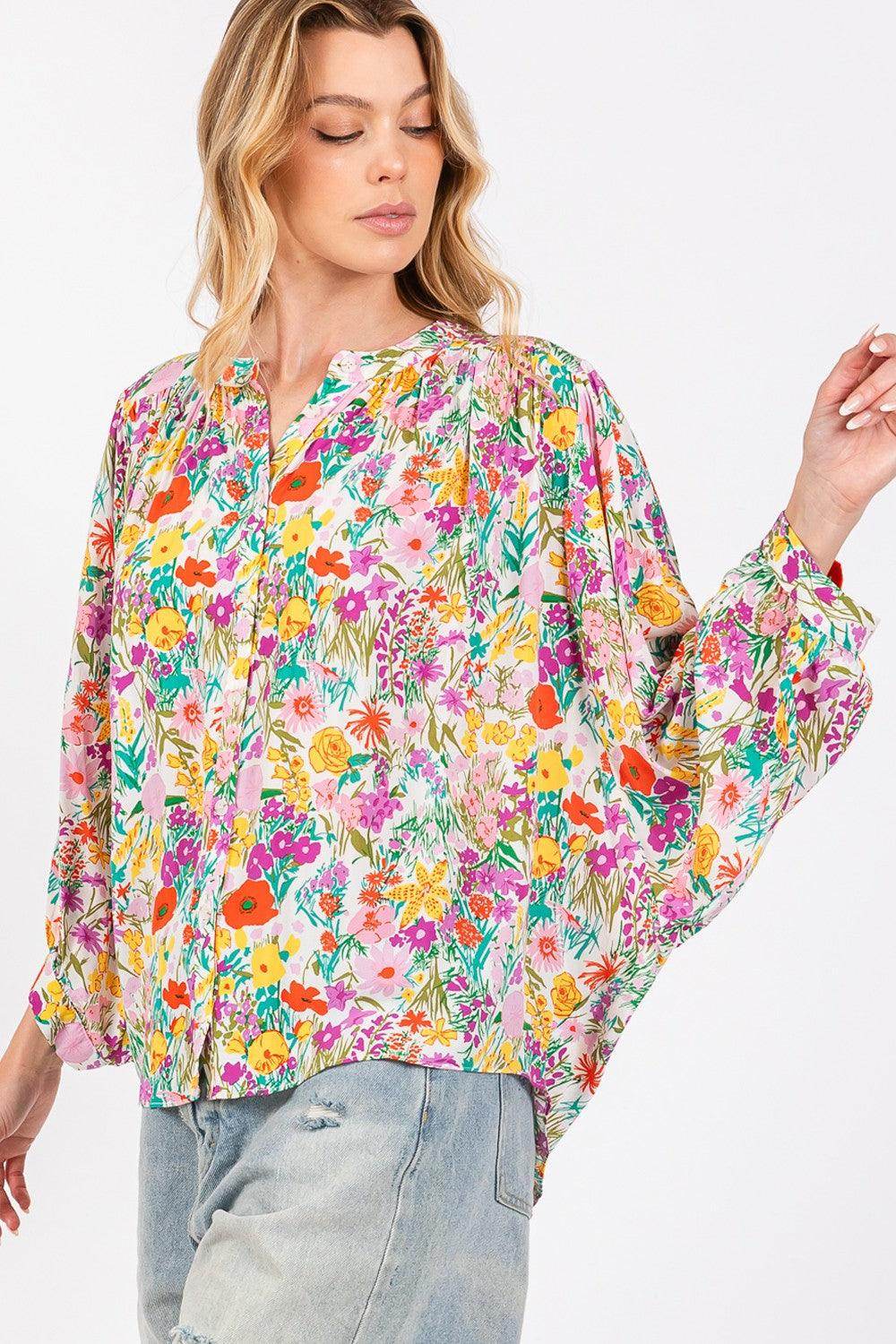 SAGE + FIG Button Down Floral Shirt for Stylish Women