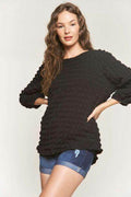 ADORA Bubble Texture Round Neck Blouse for Trendy Style
